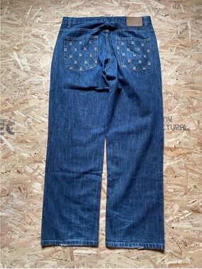 Relaxed Fit Size 38 Davoucci Men's Jeans in Dark Blue Denim